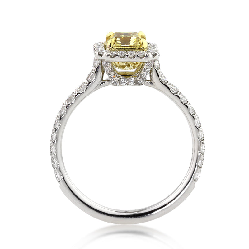 1.95ct Fancy Intense Yellow Emerald Cut Diamond Engagement Ring