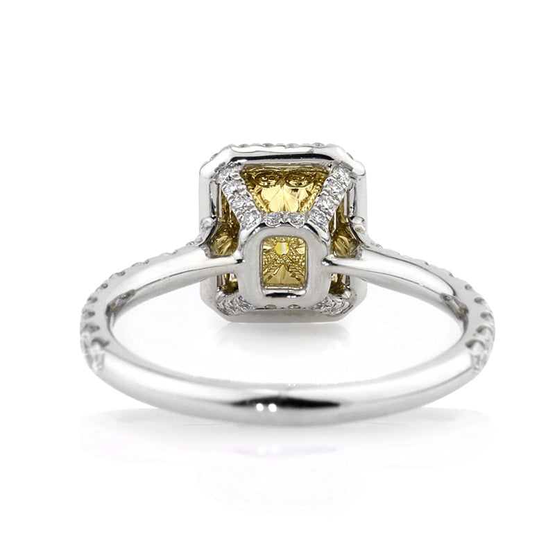 1.95ct Fancy Intense Yellow Emerald Cut Diamond Engagement Ring