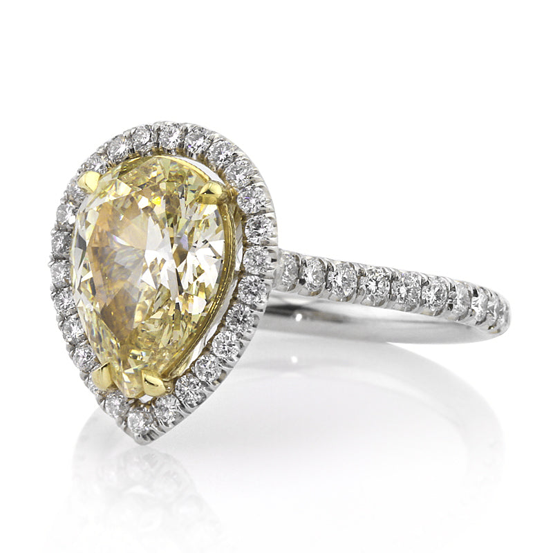 3.36ct Fancy Yellow Pear Shaped Diamond Engagement Ring