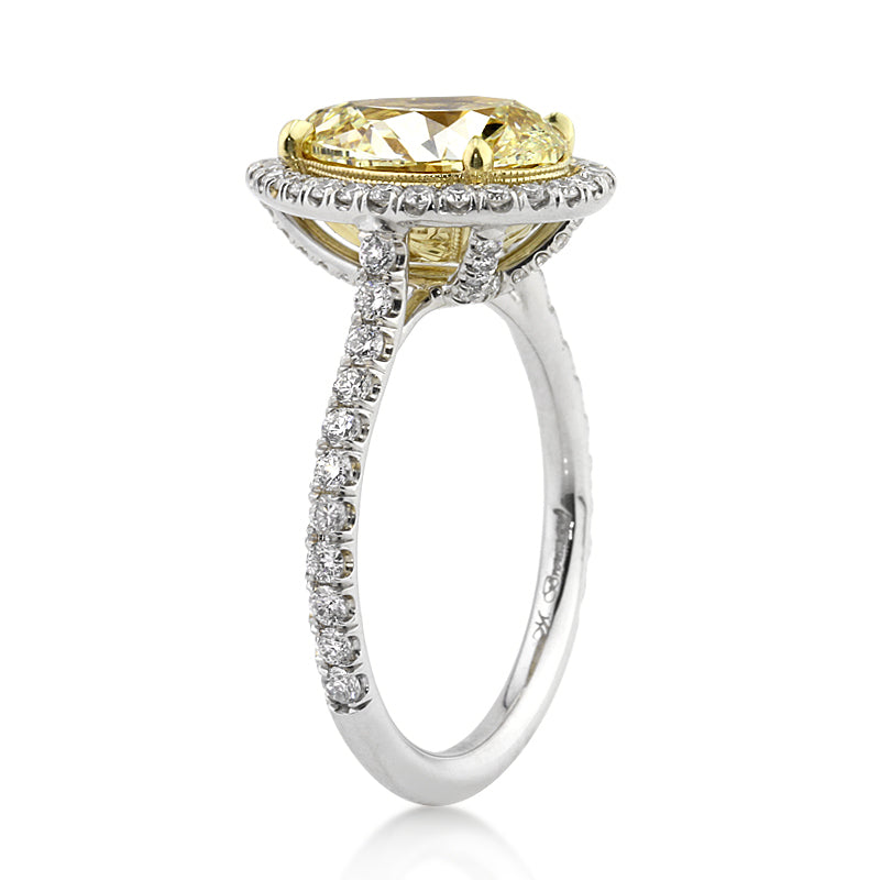 3.36ct Fancy Yellow Pear Shaped Diamond Engagement Ring