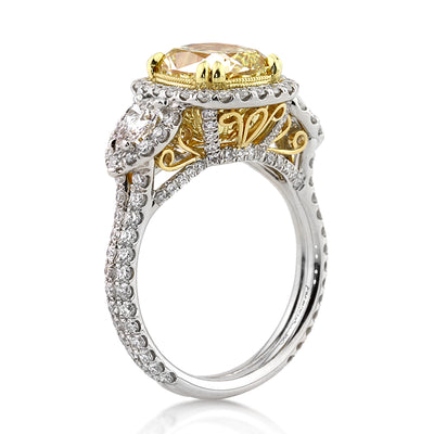 4.50ct Fancy Yellow Cushion Cut Diamond Engagement Ring