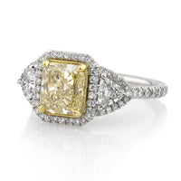 3.38ct Fancy Yellow Radiant Cut Diamond Engagement Ring