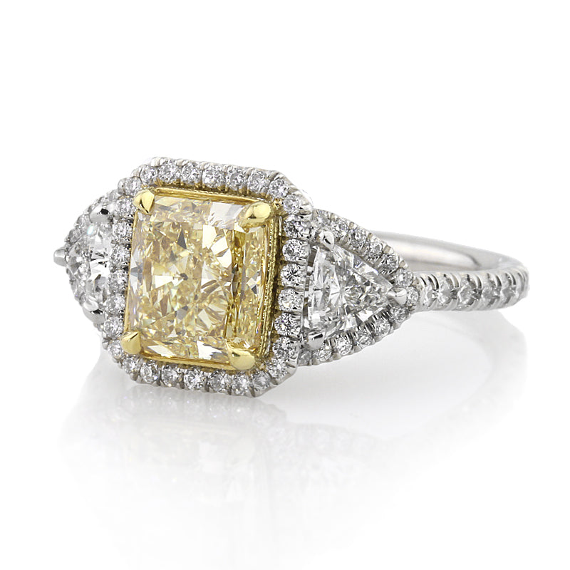 3.38ct Fancy Yellow Radiant Cut Diamond Engagement Ring