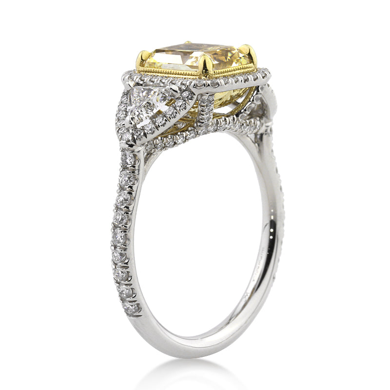 3.38ct Fancy Yellow Radiant Cut Diamond Engagement Ring