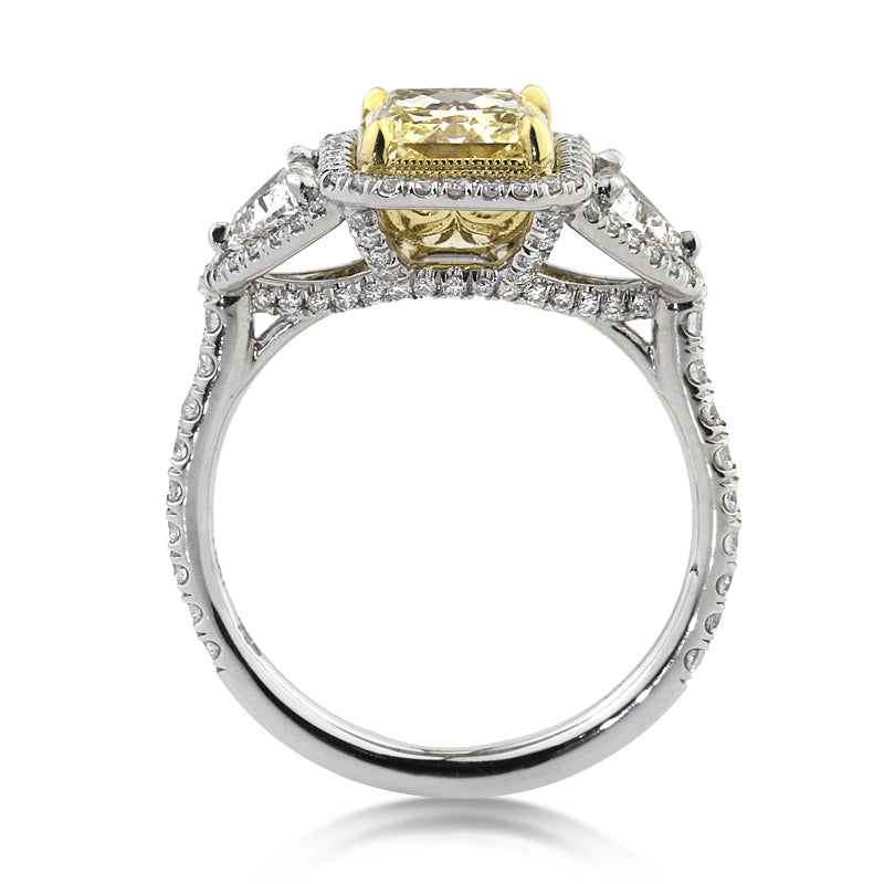 3.38ct Fancy Yellow Radiant Cut Diamond Engagement Ring