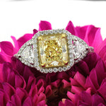 3.38ct Fancy Yellow Radiant Cut Diamond Engagement Ring