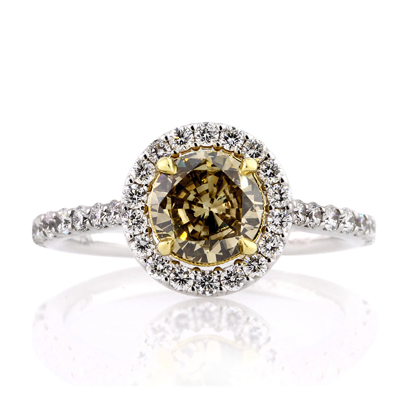 1.72ct Fancy Yellow Round Brilliant Cut Diamond Engagement Ring
