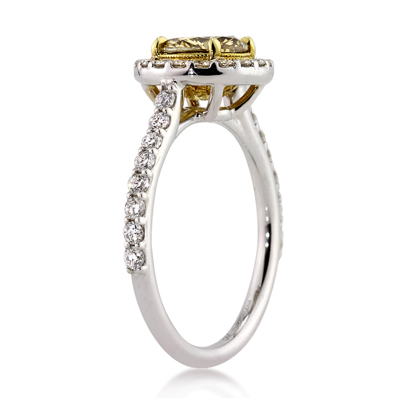 1.72ct Fancy Yellow Round Brilliant Cut Diamond Engagement Ring