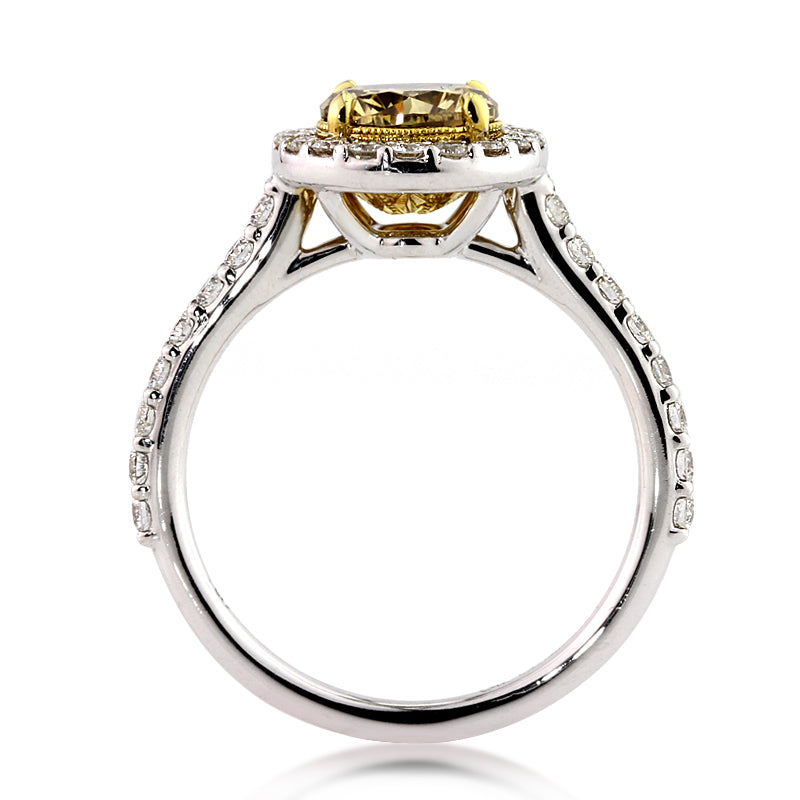 1.72ct Fancy Yellow Round Brilliant Cut Diamond Engagement Ring