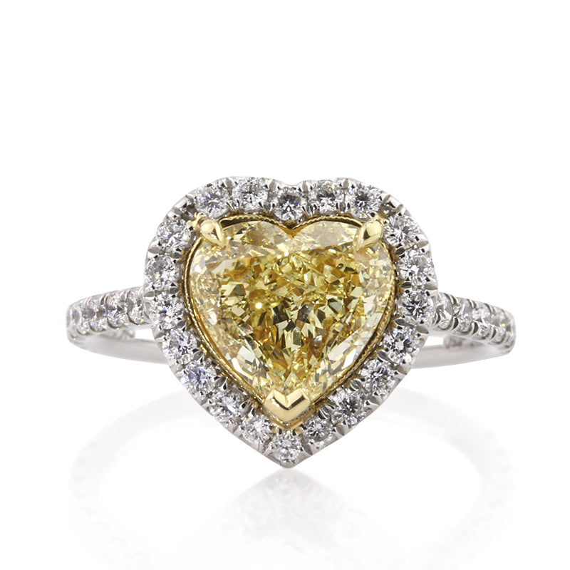 2.50ct Fancy Yellow Heart Shaped Diamond Engagement Ring