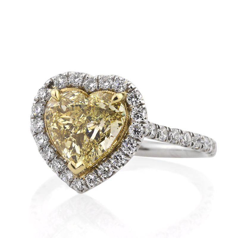 2.50ct Fancy Yellow Heart Shaped Diamond Engagement Ring