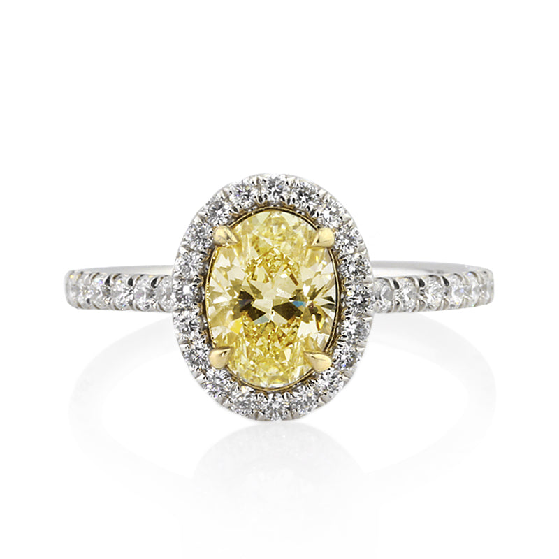 1.95ct Fancy Yellow Oval Cut Diamond Engagement Ring