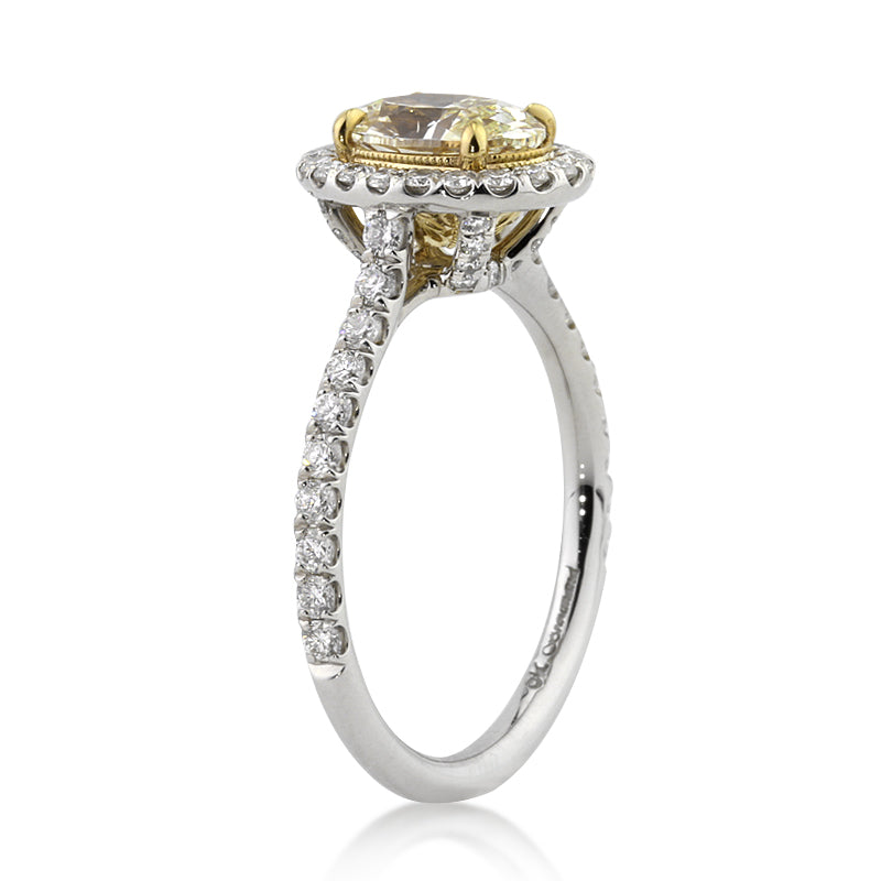 1.95ct Fancy Yellow Oval Cut Diamond Engagement Ring