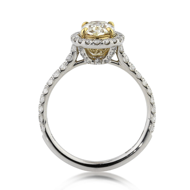 1.95ct Fancy Yellow Oval Cut Diamond Engagement Ring