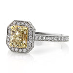 2.57ct Fancy Intense Yellow Radiant Cut Diamond Engagement Ring
