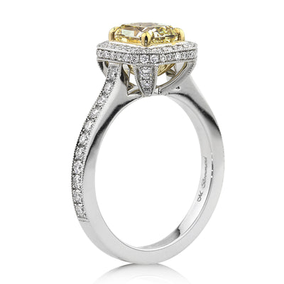 2.57ct Fancy Intense Yellow Radiant Cut Diamond Engagement Ring
