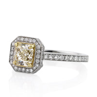 2.04ct Fancy Yellow Radiant Cut Diamond Engagement Ring