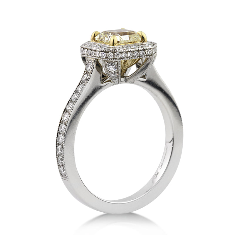 2.04ct Fancy Yellow Radiant Cut Diamond Engagement Ring
