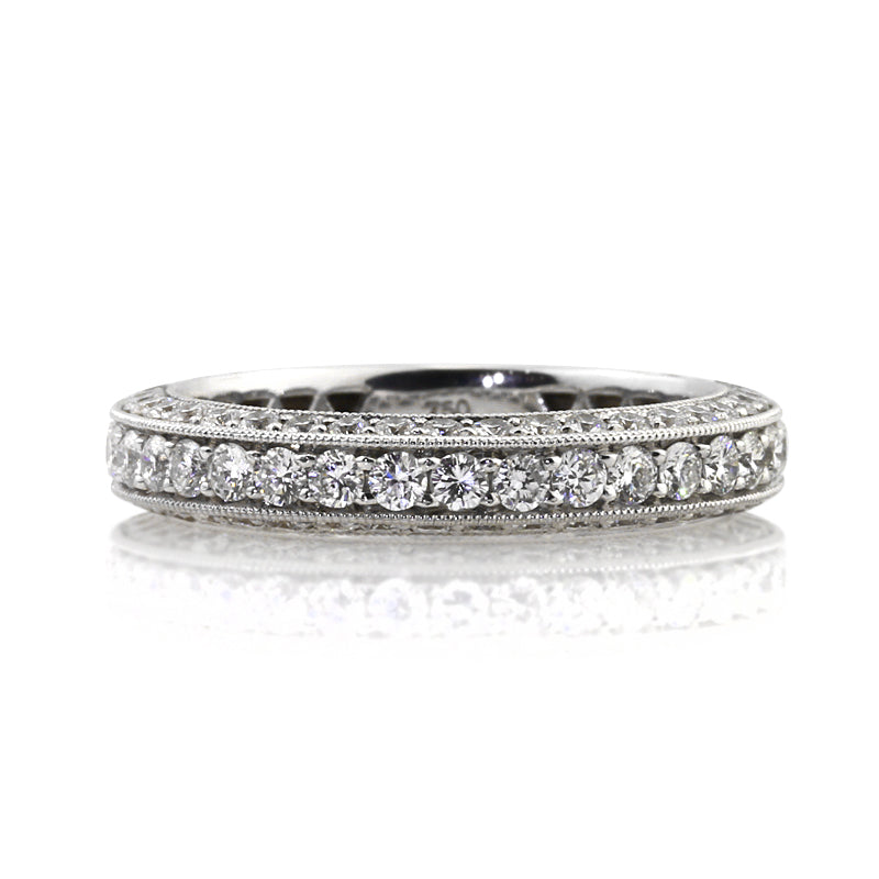 1.65ct Round Brilliant Cut Diamond Pavé Wedding Band in 18k White Gold