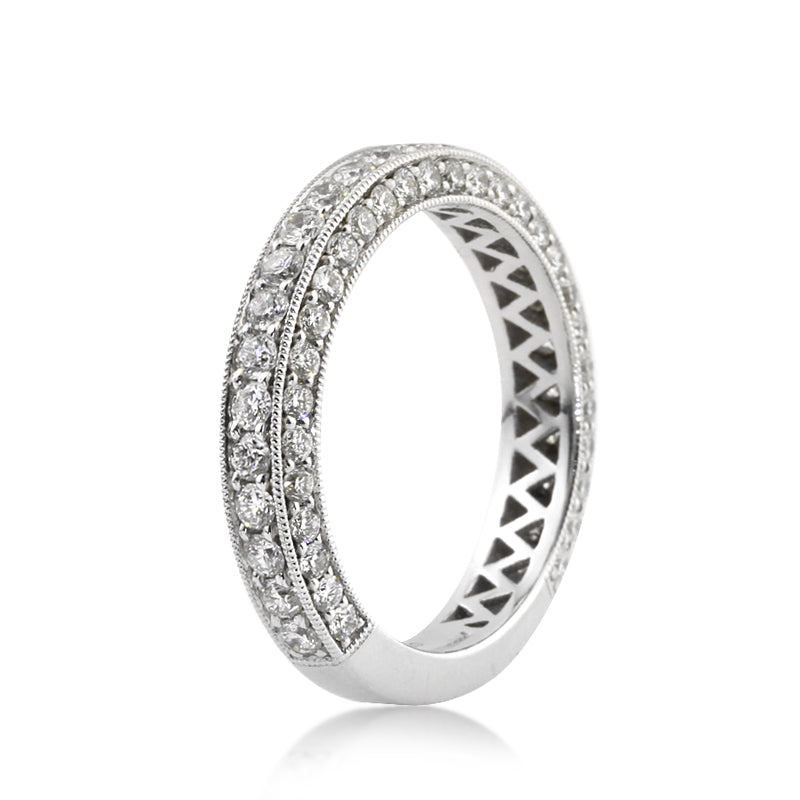 1.65ct Round Brilliant Cut Diamond Pavé Wedding Band in 18k White Gold