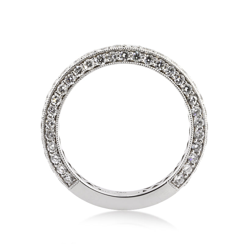 1.65ct Round Brilliant Cut Diamond Pavé Wedding Band in 18k White Gold
