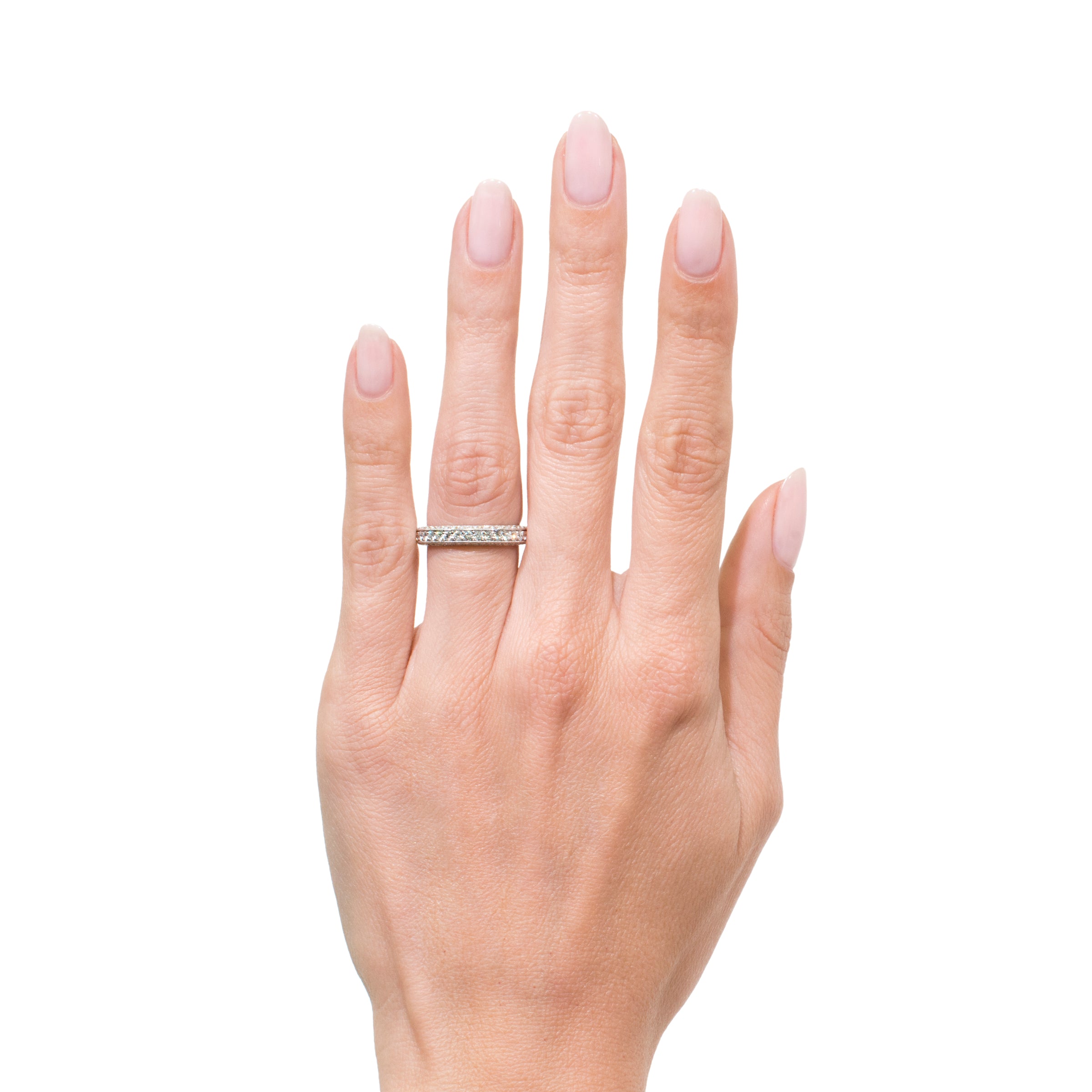 1.65ct Round Brilliant Cut Diamond Pavé Wedding Band in 18k White Gold