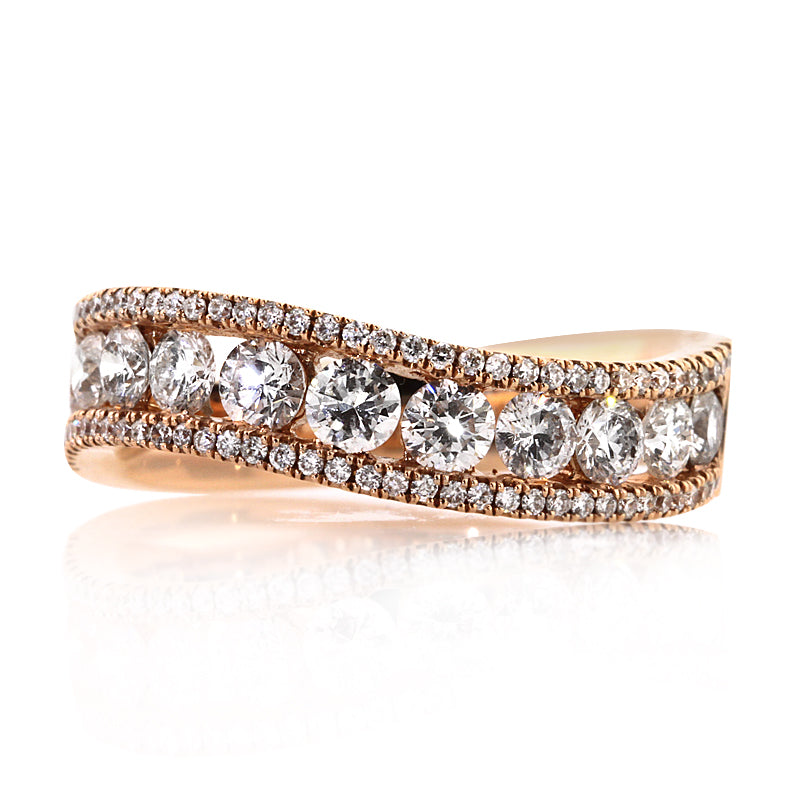 1.45ct Round Brilliant Cut Diamond Rose Gold Band