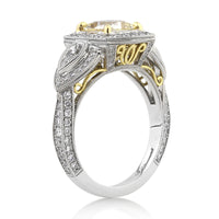 3.09ct Fancy Yellow Cushion Cut Diamond Engagement Ring