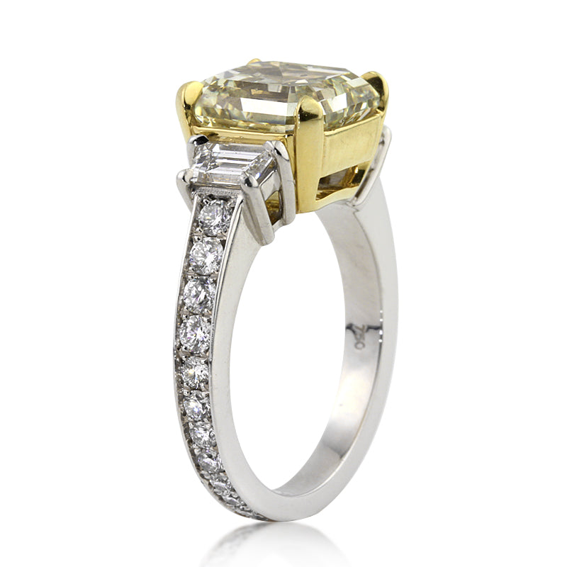 6.21ct Fancy Light Yellow Asscher Cut Diamond Engagement Ring
