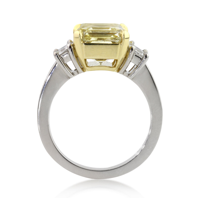 6.21ct Fancy Light Yellow Asscher Cut Diamond Engagement Ring