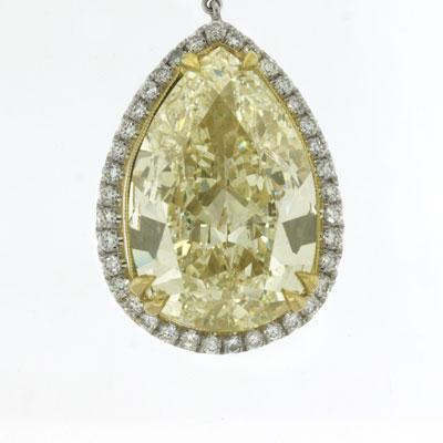 23.49ct Fancy Yellow Pear Shaped Diamond Earrings & Pendant Set