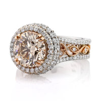 4.88ct Fancy Light Brown Round Brilliant Cut Diamond Engagement Ring