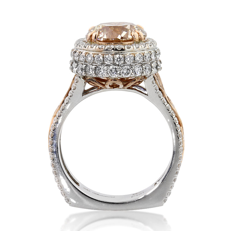 4.88ct Fancy Light Brown Round Brilliant Cut Diamond Engagement Ring