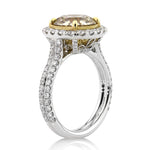 4.46ct Fancy Light Yellow Round Brilliant Cut Diamond Engagement Ring
