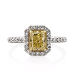 2.18ct Fancy Yellow Radiant Cut Diamond Engagement Ring