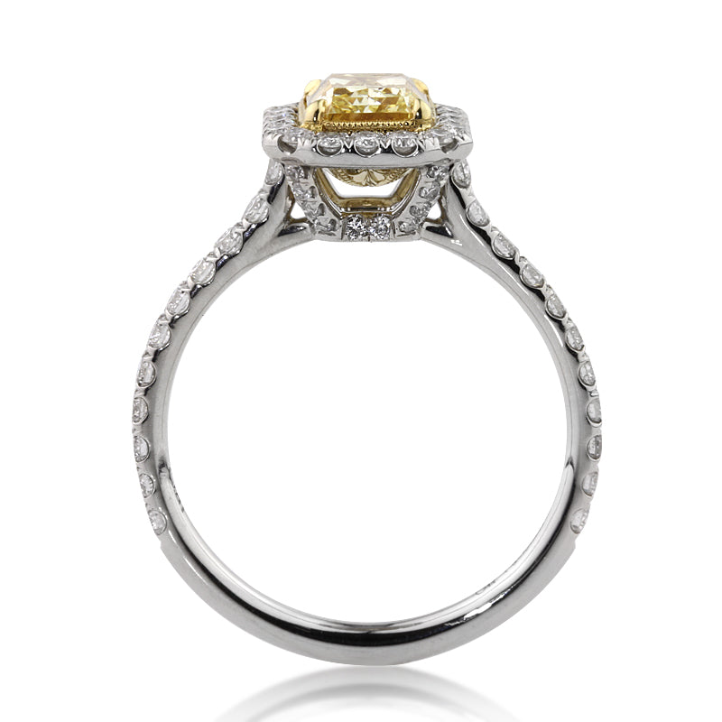 2.18ct Fancy Yellow Radiant Cut Diamond Engagement Ring