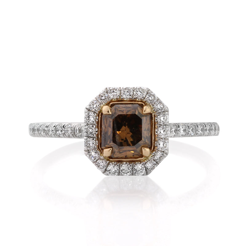 1.66ct Fancy Dark Orange Brown Radiant Cut Diamond Engagement Ring