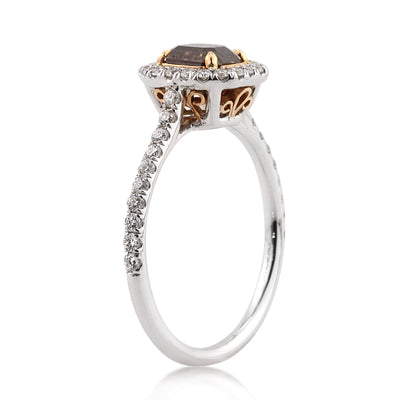 1.66ct Fancy Dark Orange Brown Radiant Cut Diamond Engagement Ring