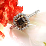 1.66ct Fancy Dark Orange Brown Radiant Cut Diamond Engagement Ring