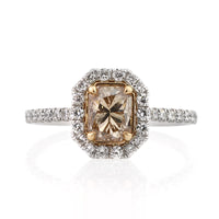 1.83ct Fancy Light Yellow Brown Radiant Cut Diamond Engagement Ring
