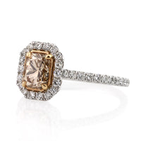 1.83ct Fancy Light Yellow Brown Radiant Cut Diamond Engagement Ring