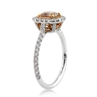 1.83ct Fancy Light Yellow Brown Radiant Cut Diamond Engagement Ring