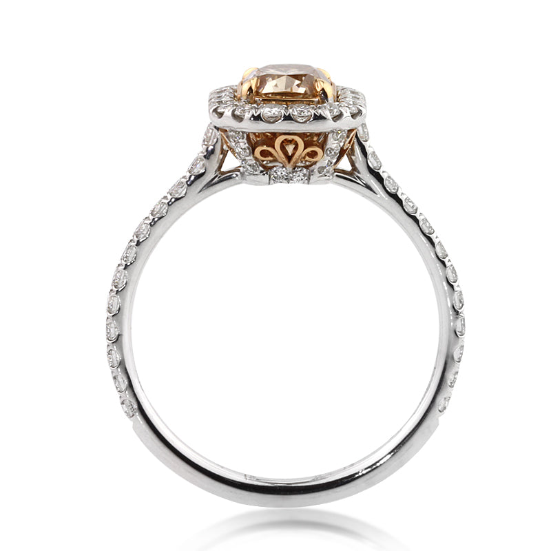 1.83ct Fancy Light Yellow Brown Radiant Cut Diamond Engagement Ring