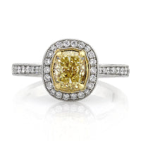 2.03ct Fancy Yellow Cushion Cut Diamond Engagement Ring