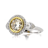 2.09ct Fancy Yellow Antique European Round Cut Diamond Engagement Ring
