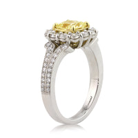 2.46ct Fancy Yellow Cushion Cut Diamond Engagement Ring