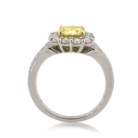 2.46ct Fancy Yellow Cushion Cut Diamond Engagement Ring