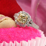 2.46ct Fancy Yellow Cushion Cut Diamond Engagement Ring