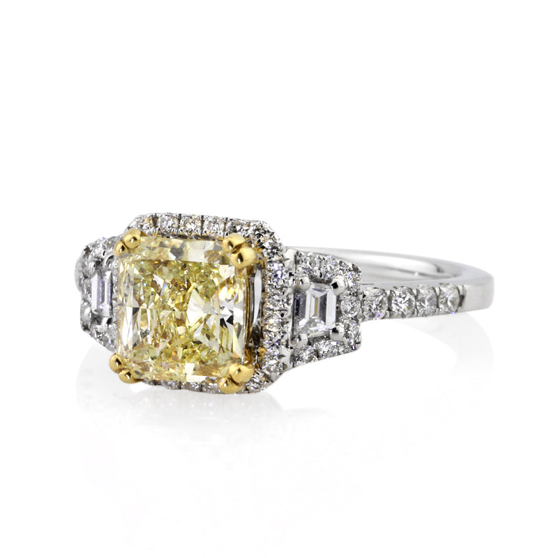 2.54ct Fancy Yellow Radiant Cut Diamond Engagement Ring