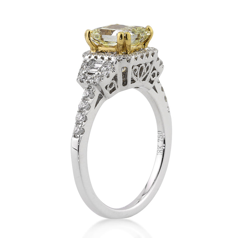 2.54ct Fancy Yellow Radiant Cut Diamond Engagement Ring
